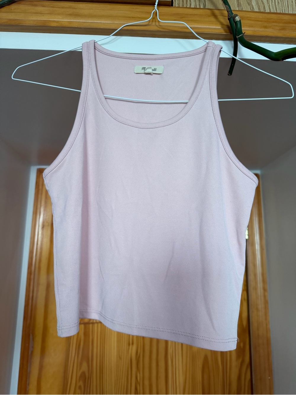Madewell Light Pink Ribbed Crop Tank Top EUC Size Small